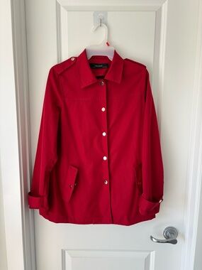 Zara Bright Red Snap-Front Trench Jacket